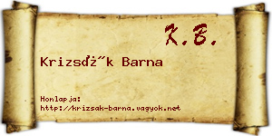 Krizsák Barna névjegykártya