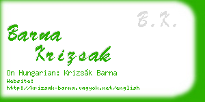 barna krizsak business card