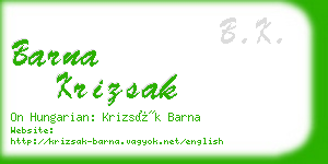 barna krizsak business card